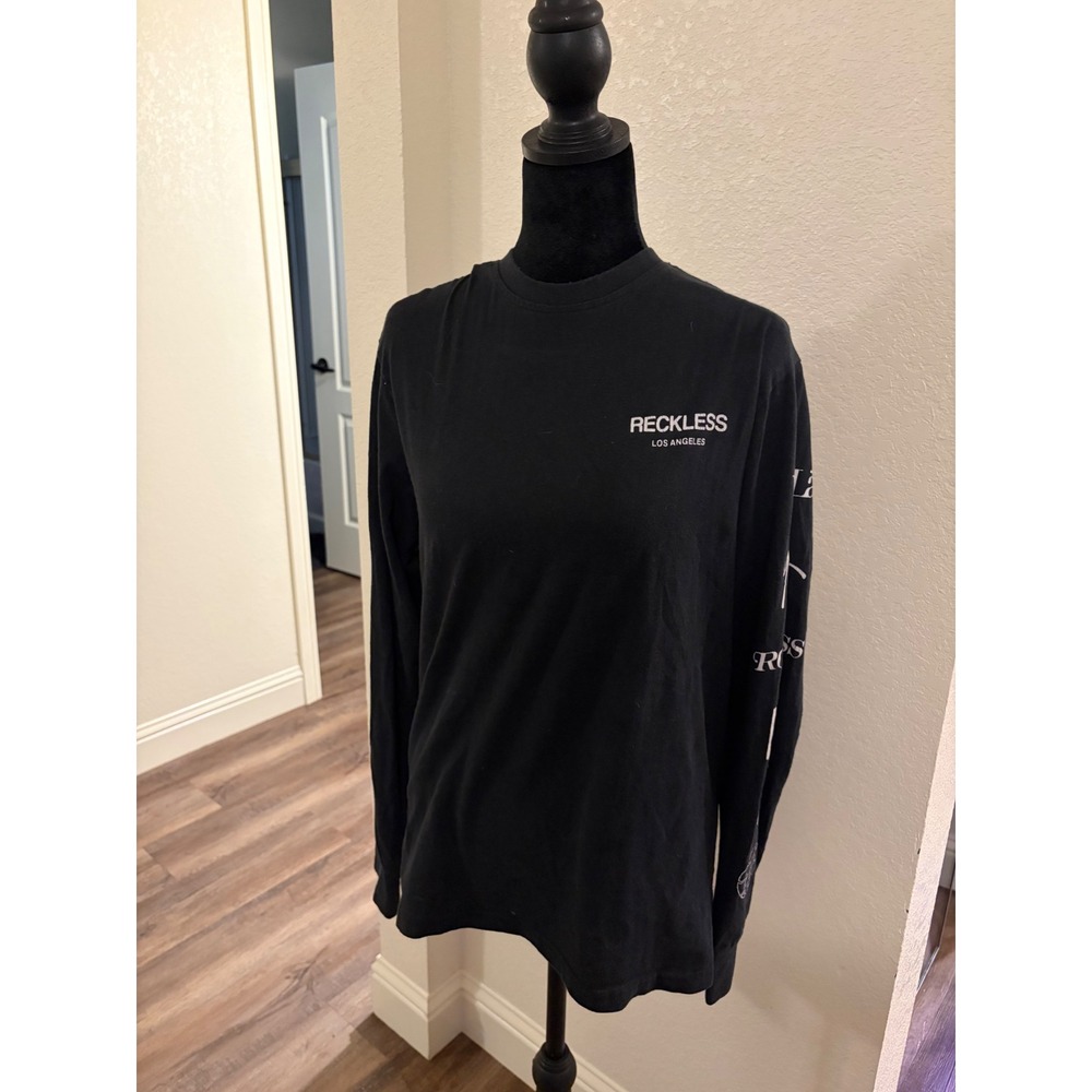 Young & Reckless Mens Black Long Sleeve Graphic Tee Streetwear Shirt Small